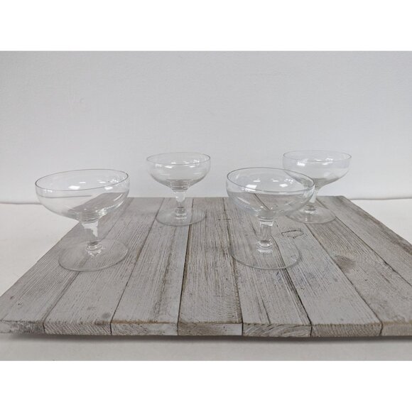 Set of 4 Sherbet Glasses Drinking Stemmed Clear Cocktail 3 1/4" - Picture 1 of 5